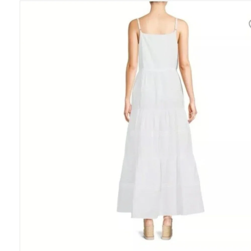 NWT J. McLAUGHLIN Ruth Linen Blend Tiered Maxi Dress Button Down Pockets